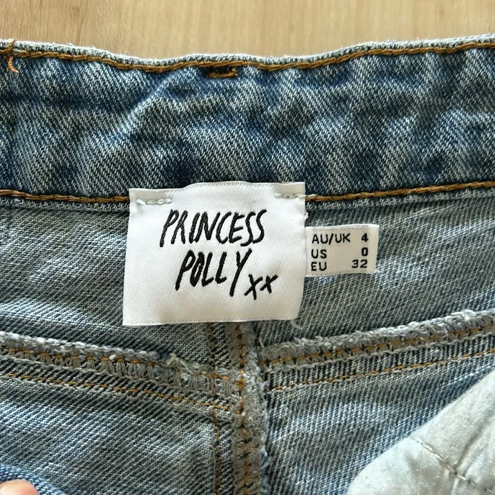 Princess Polly high waisted distressed jean shorts - Picture 2 of 5